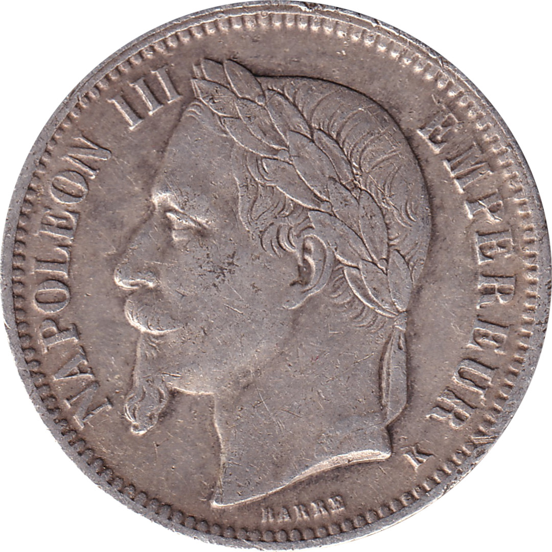 1 franc argent - Napoléon III - Tête laurée