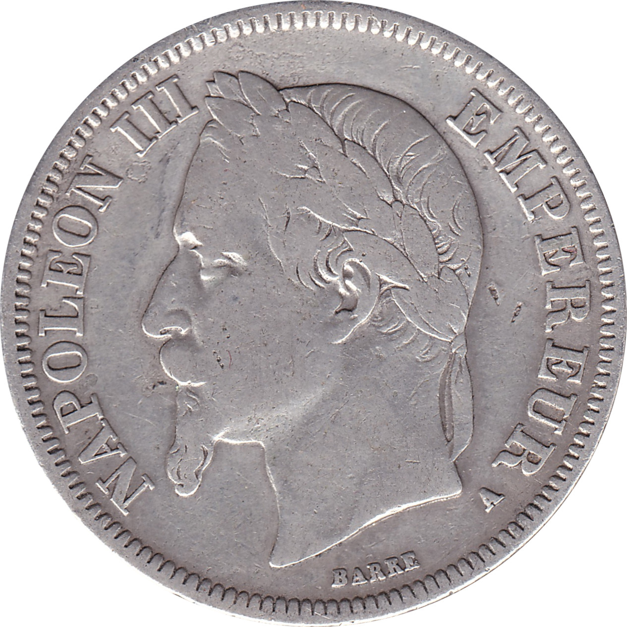 2 francs argent - Napoléon III - Tête laurée