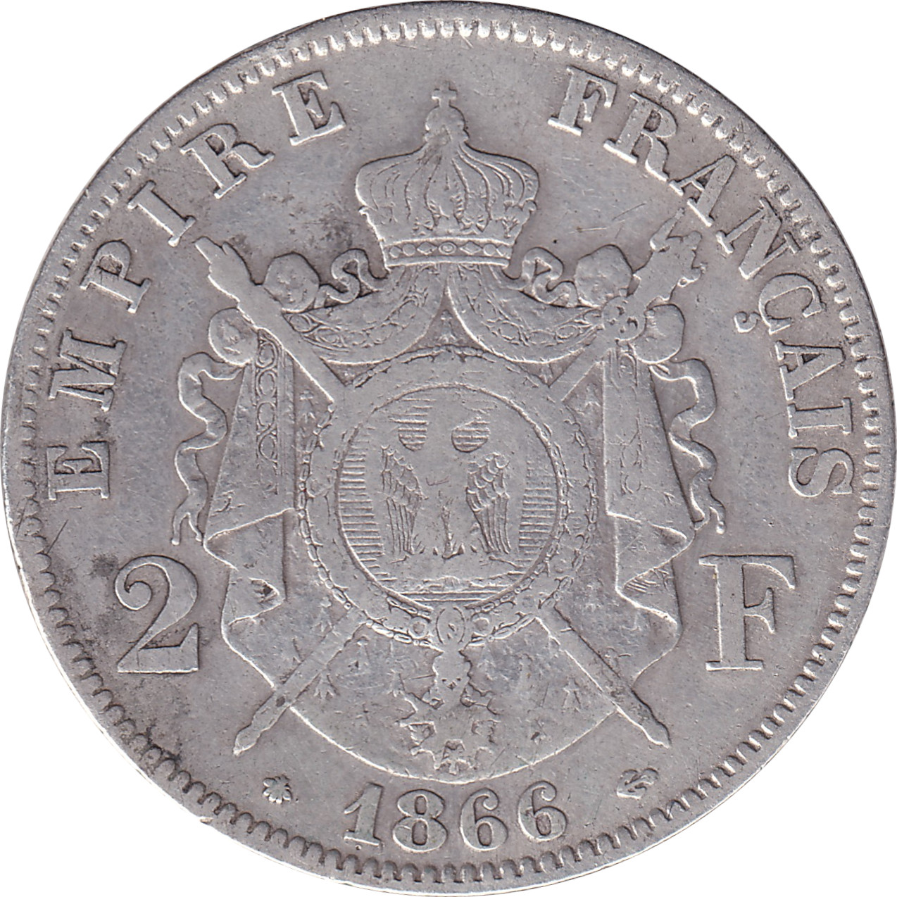 2 francs argent - Napoléon III - Tête laurée