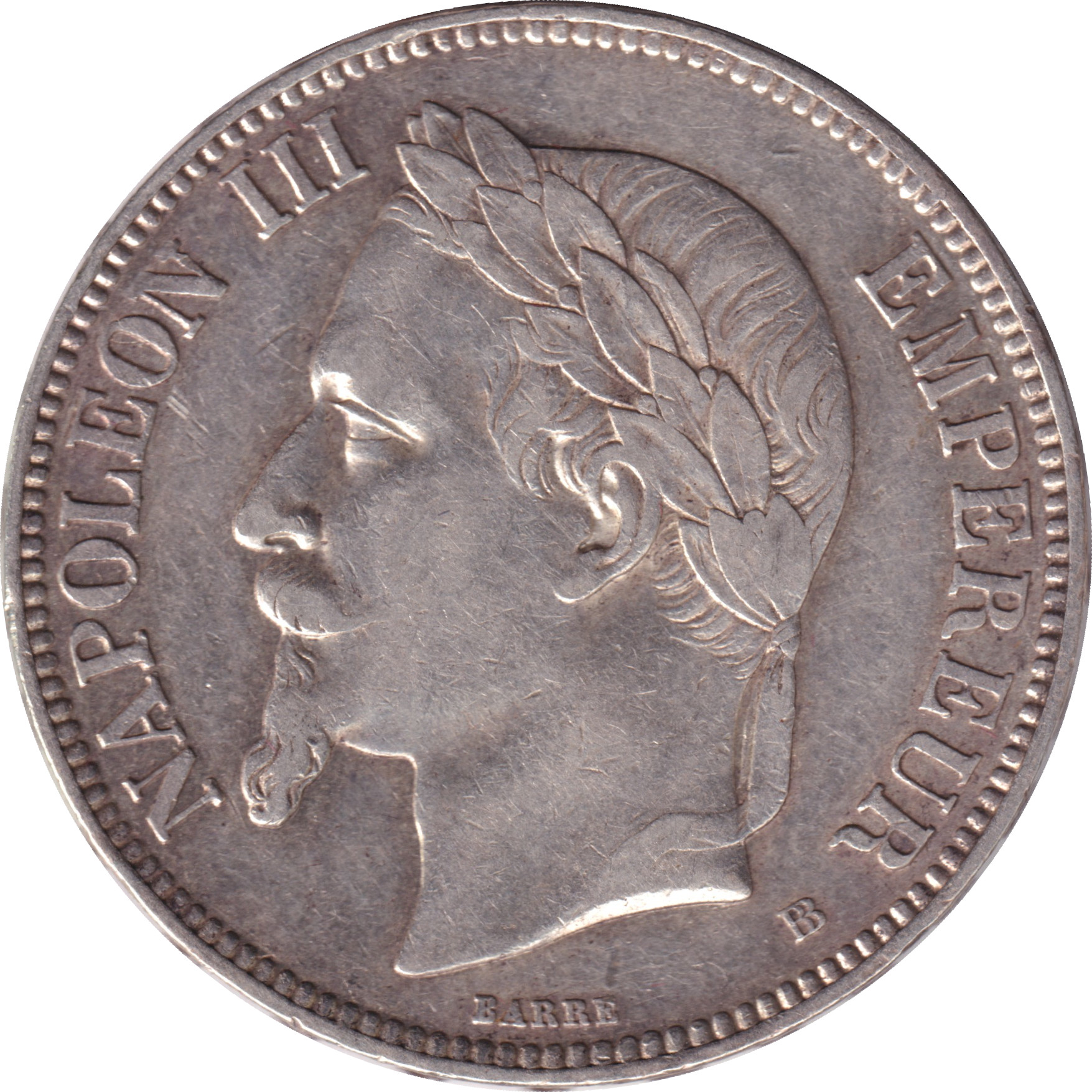 5 francs argent - Napoléon III - Argent - Tête laurée