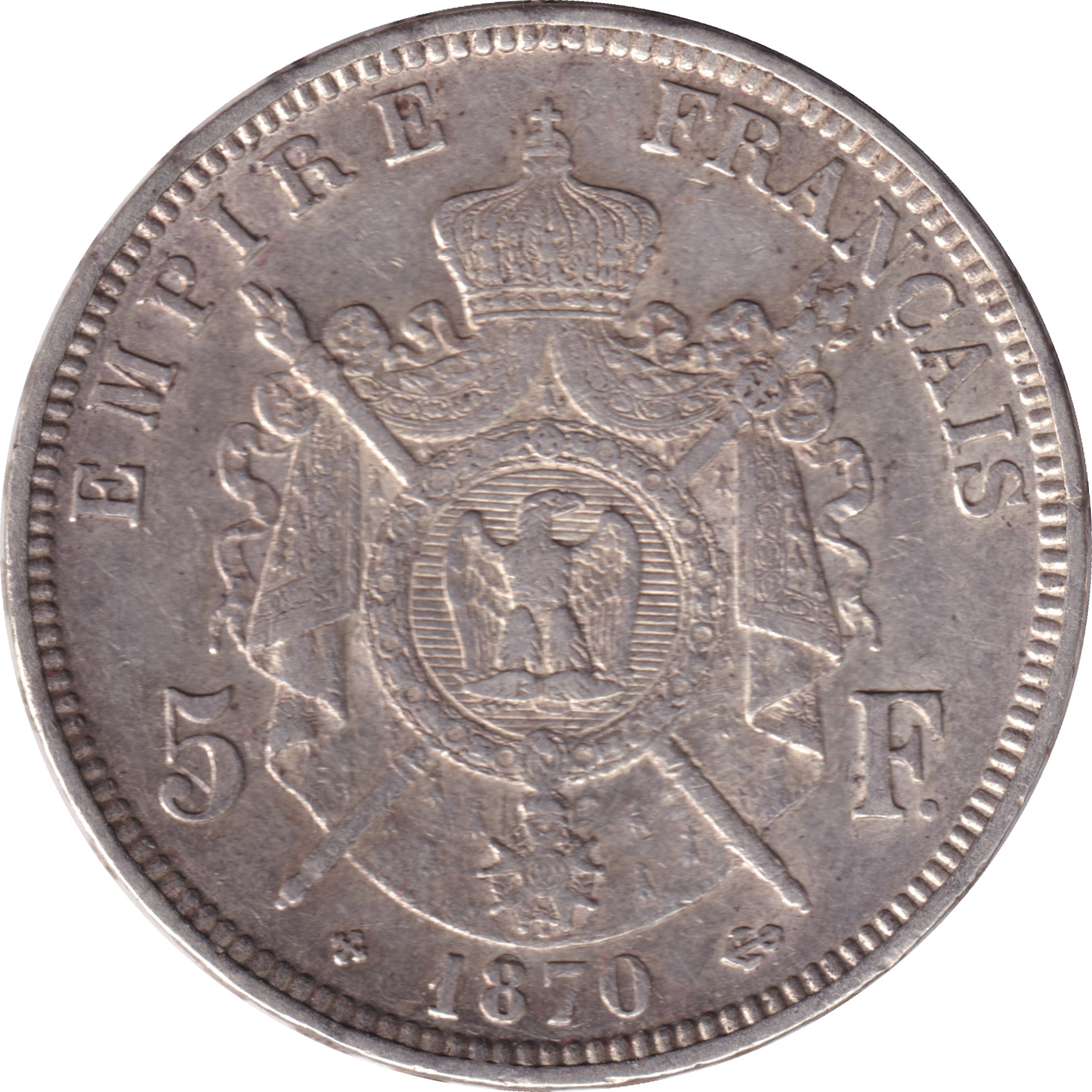 5 francs argent - Napoléon III - Argent - Tête laurée