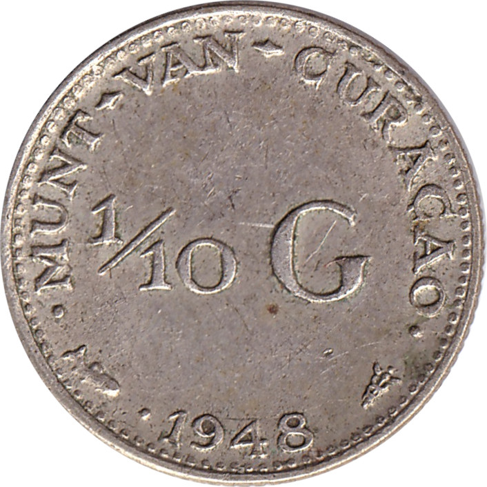 1/10 gulden argent - Wilhelmina I - Tête agée