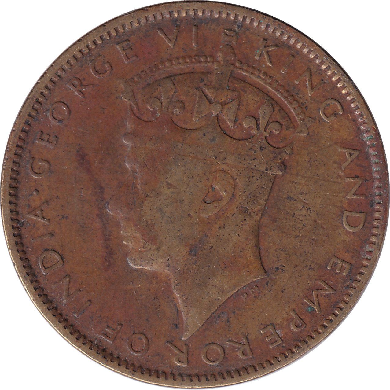 1 penny - Georges VI - Empereur - Grande tête