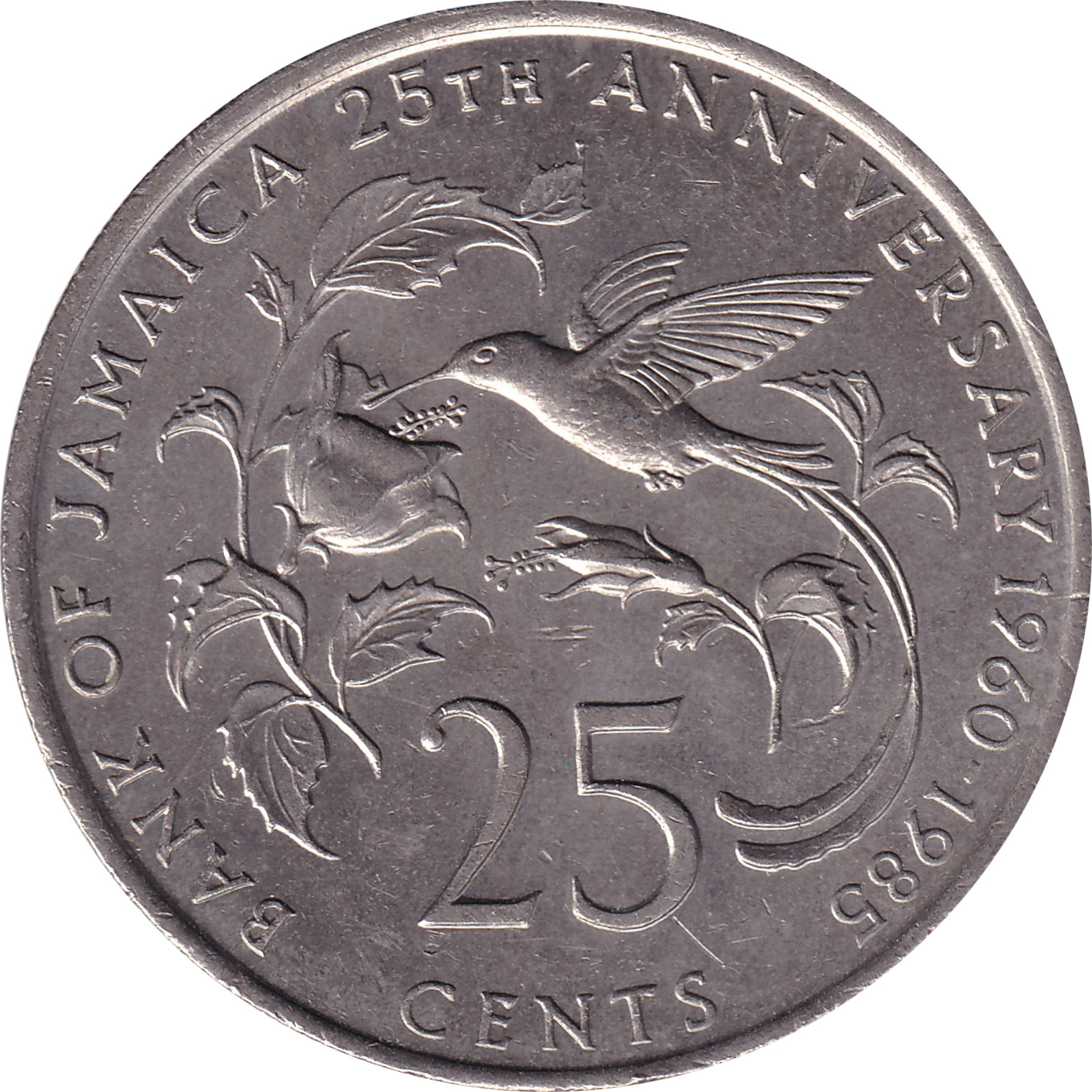 25 cents - Oiseau - Banque de Jamaique