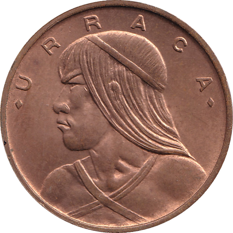 1 centesimo - Urraca - Type 2 - Bronze