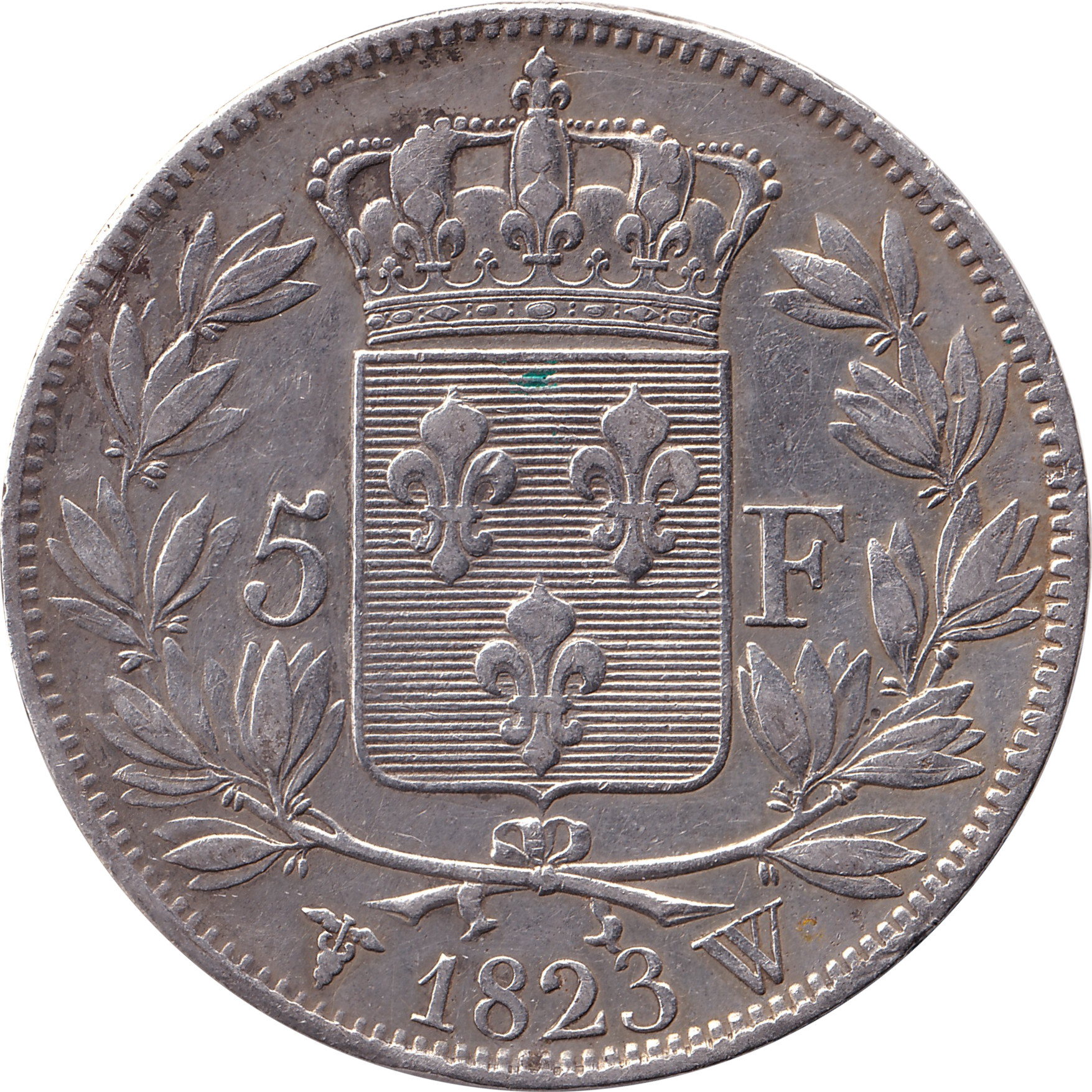 5 francs - Louis XVIII - Bare head