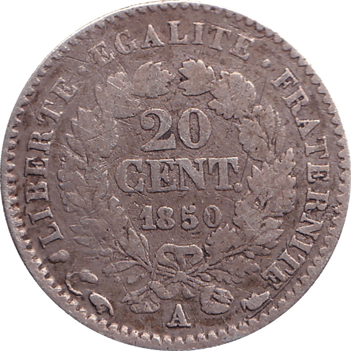 20 centimes argent - Cérès - Deuxième République