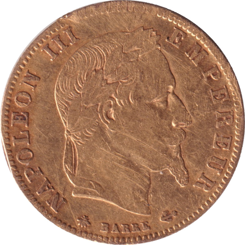 5 francs gold - Napoléon III - Or - Tête laurée