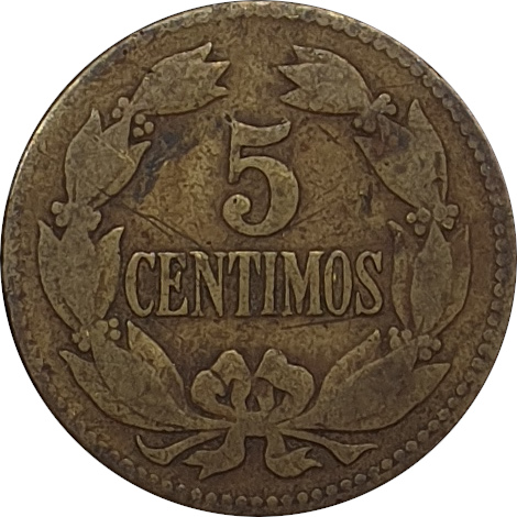 5 centimos - Blason droit - Brass