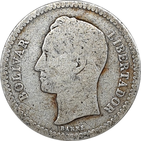 1/2 bolivar silver - Simon Bolivar - Blason décoré