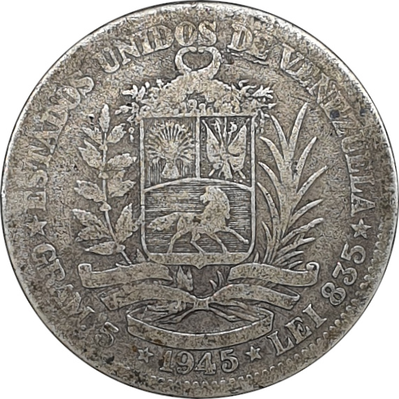 1 bolivar silver - Simon Bolivar - Blason très décoré