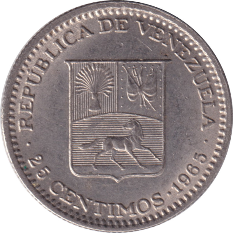 25 centimos - Simon Bolivar - Grand bouclier - Blason moyen - Type 2