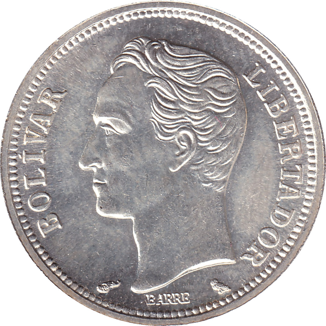 1 bolivar argent - Simon Bolivar - Blason peu décoré - Type 1