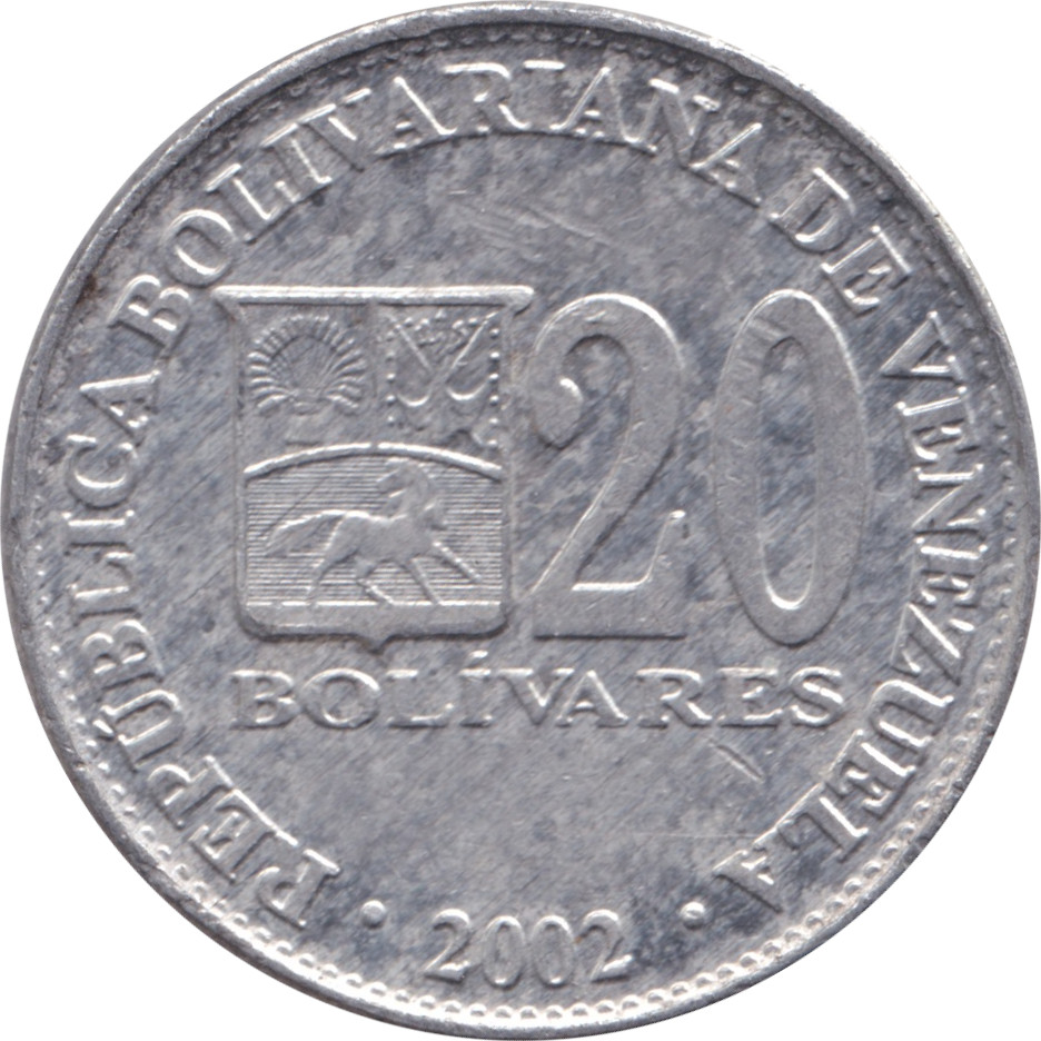 20 bolivares - Simon Bolivar - Petit blason - Aluminium