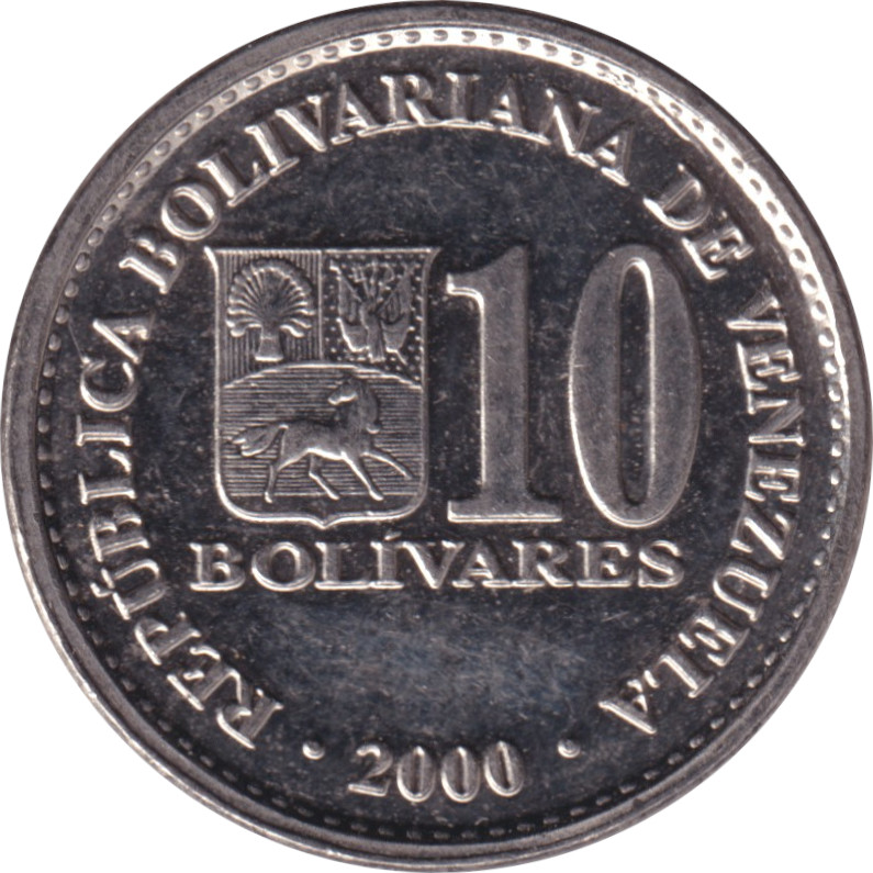 10 bolivares - Simon Bolivar - Petit blason - Acier nickelé