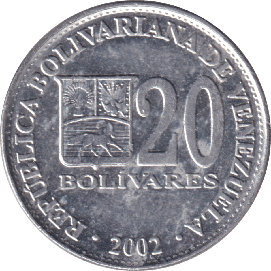 20 bolivares - Simon Bolivar - Petit blason - Acier nickelé