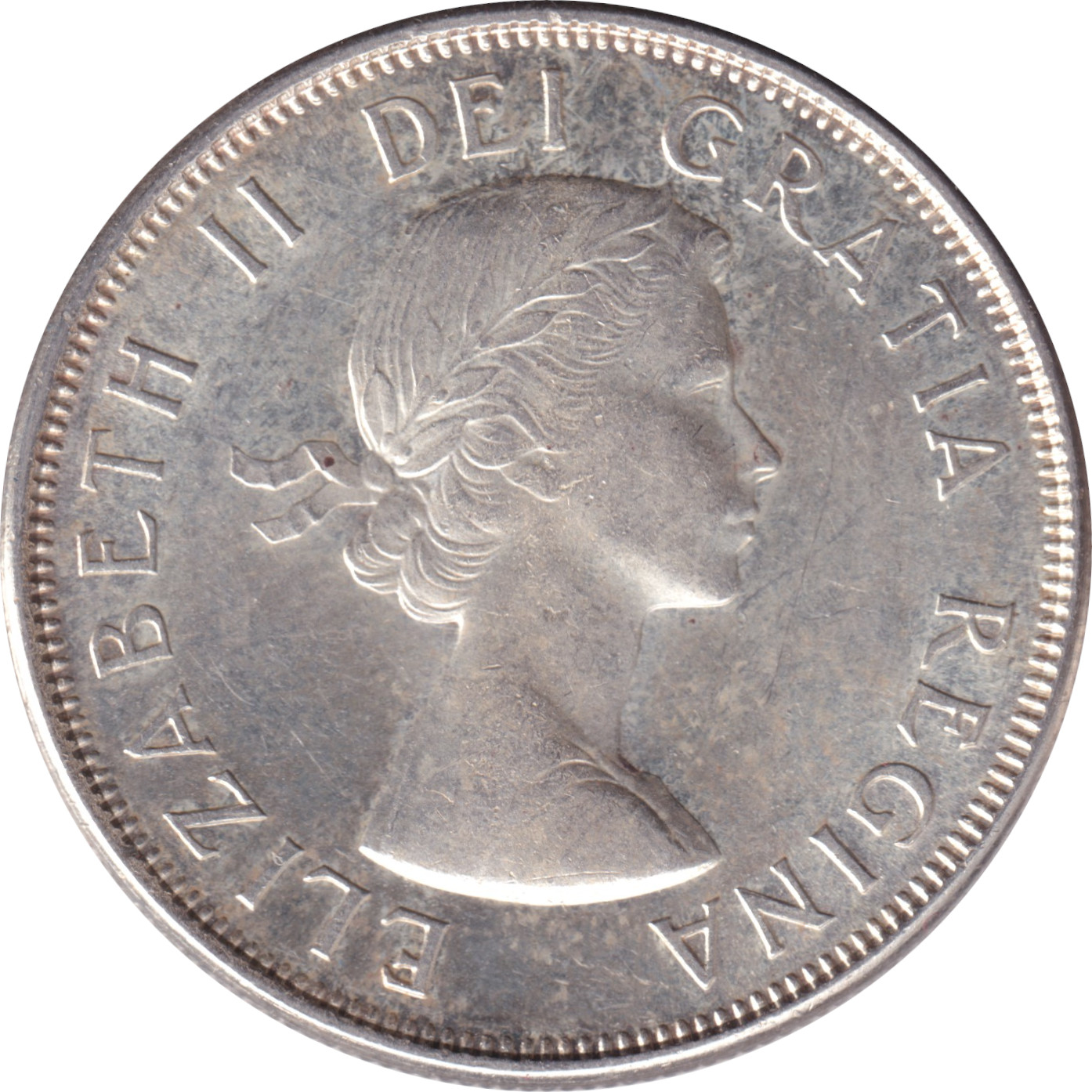 50 cents silver - Elizabeth II - Buste jeune - Petites armoiries