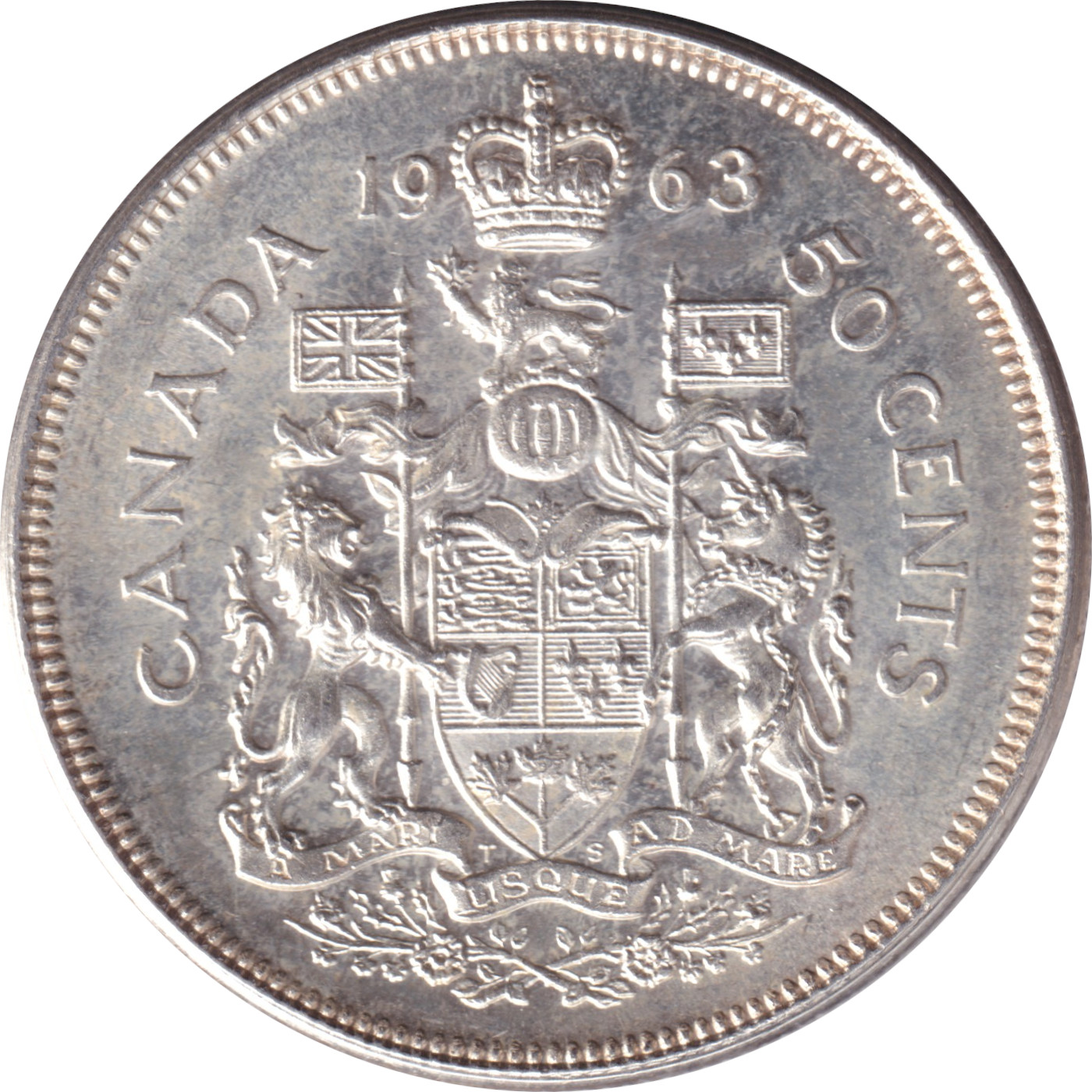 50 cents argent - Elizabeth II - Buste jeune - Petites armoiries