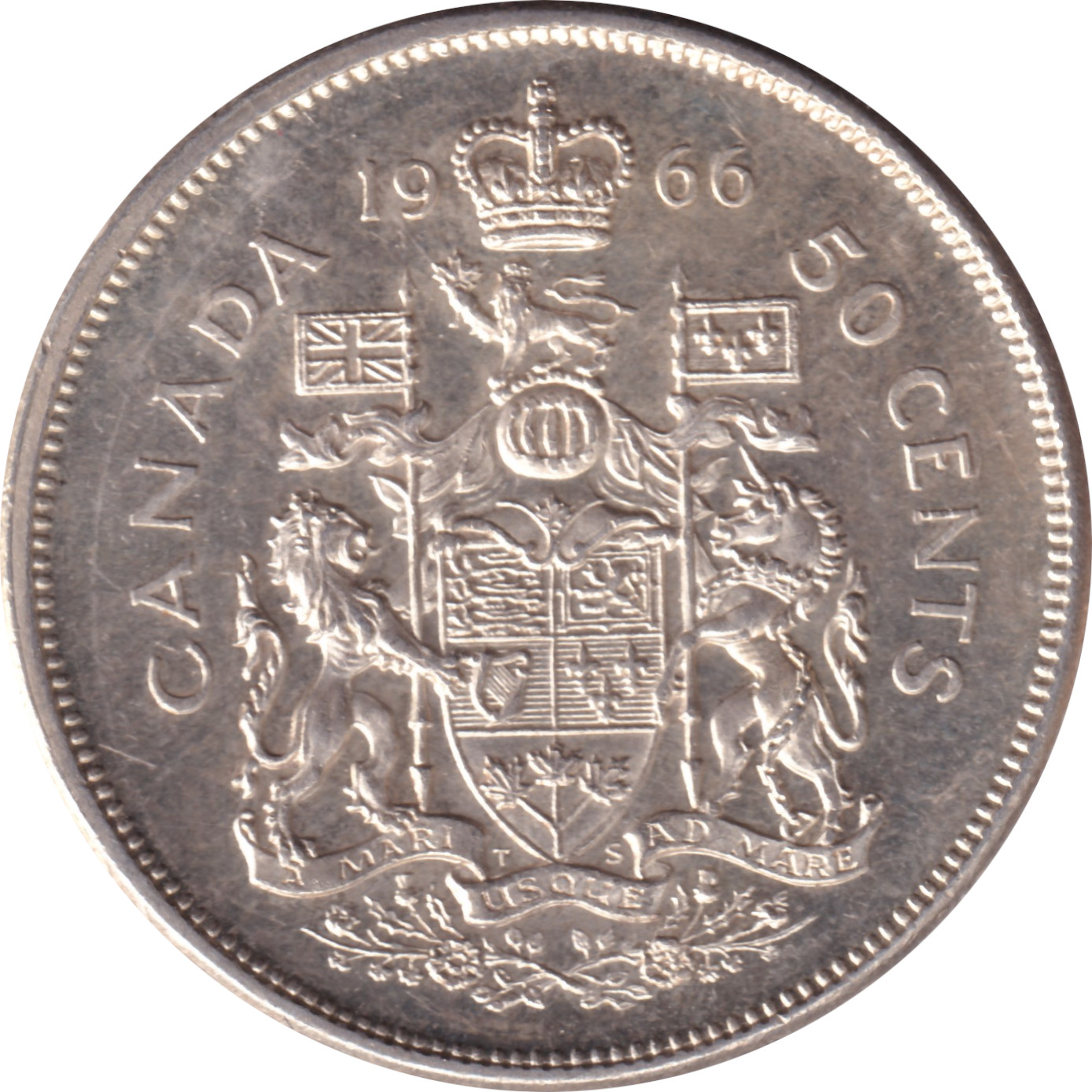 50 cents argent - Elizabeth II - Buste jeune - Argent