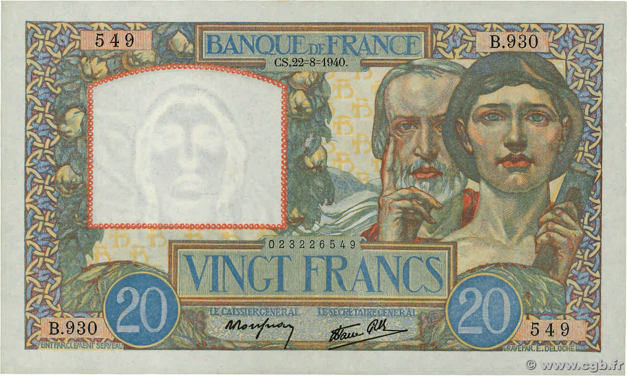 20 francs - Science and Work