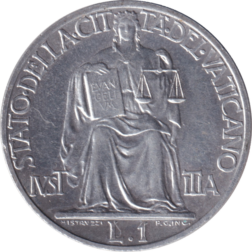 1 lira - Pie XII - Justice - Type léger