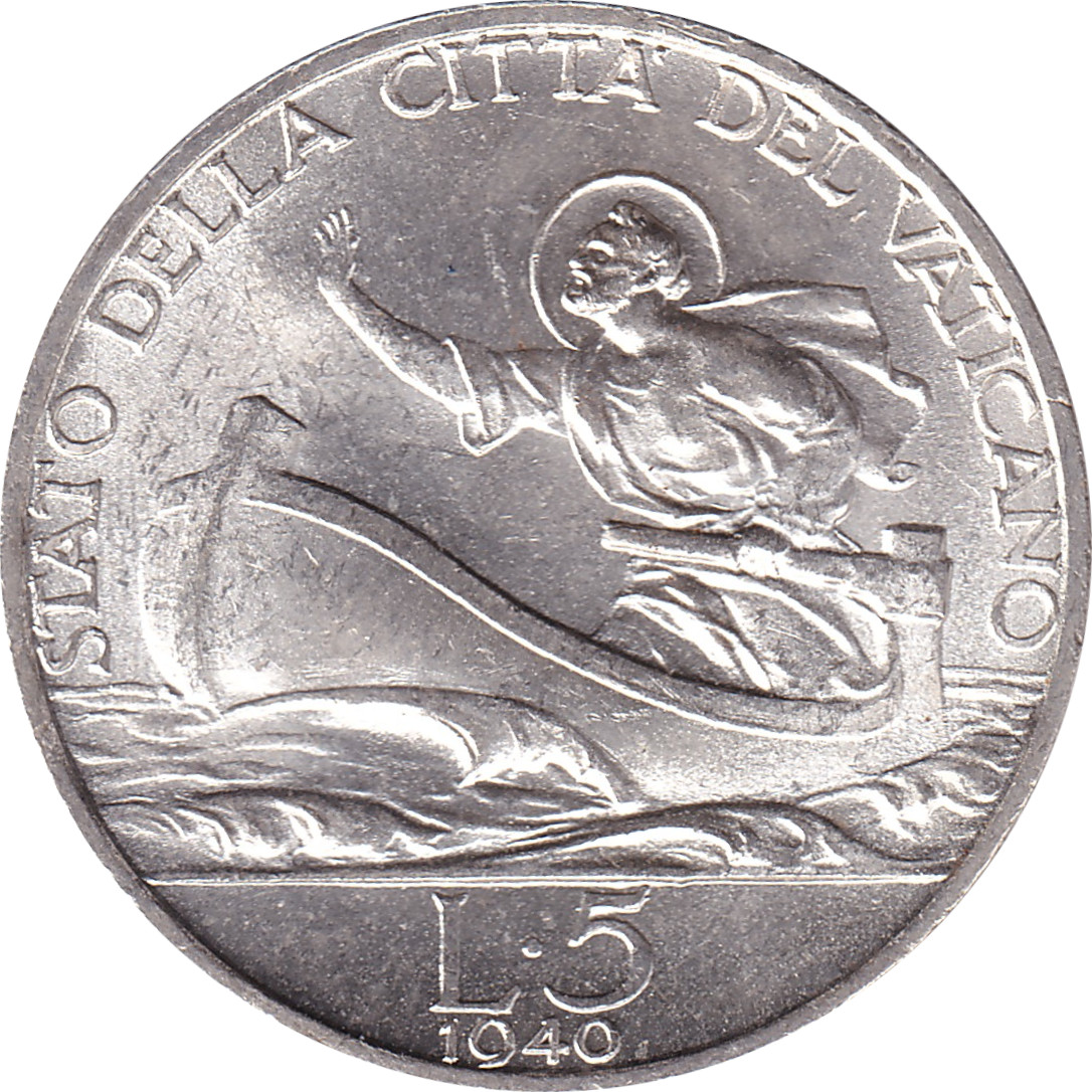 5 lire argent - Pie XII - Saint Pierre