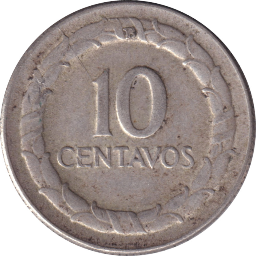 10 centavos argent - Santander - Grande tête