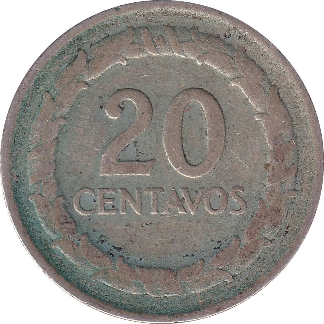 20 centavos silver - Santander - Grande tête