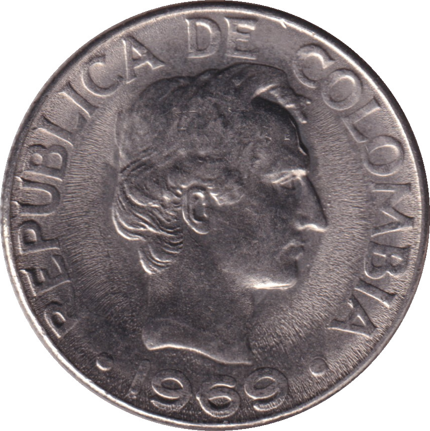 10 centavos - Santander - Large Head - Nickel plate