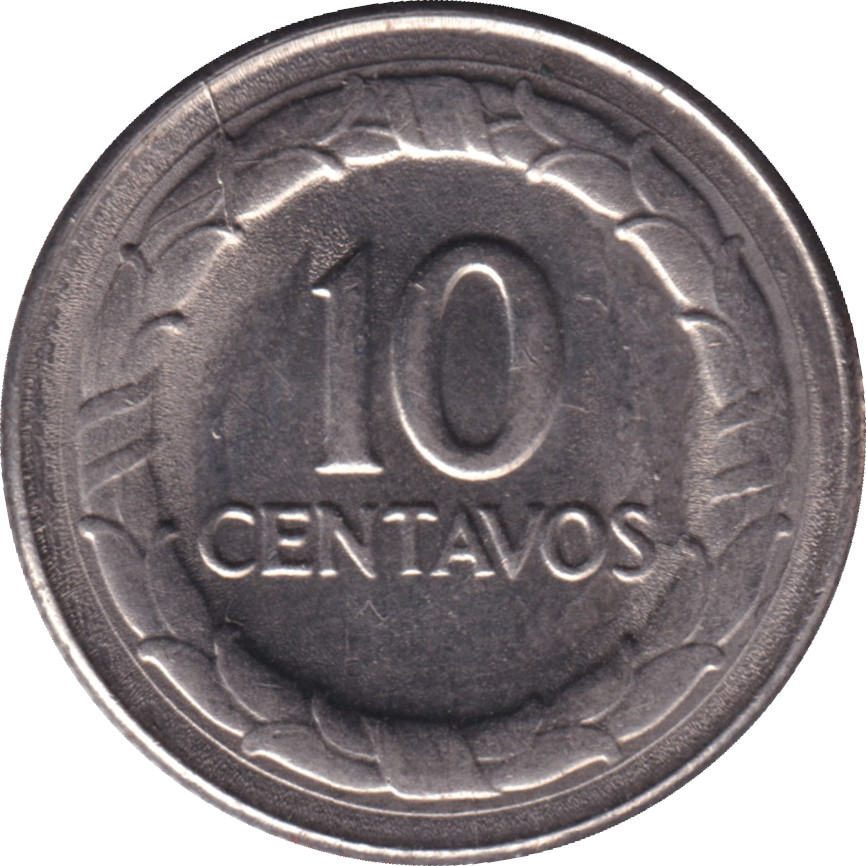 10 centavos - Santander - Large Head - Nickel plate