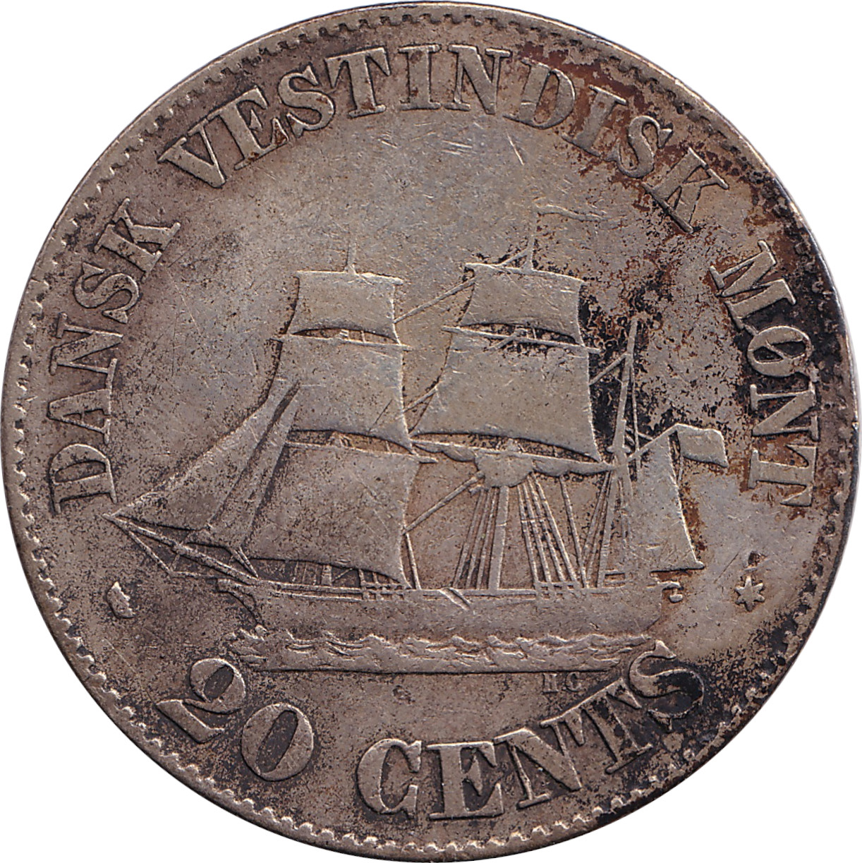 20 cents silver - Frédéric VII - Young head