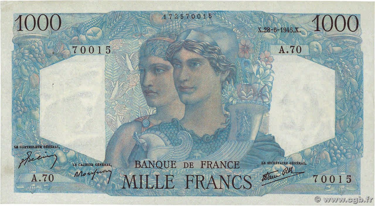 1000 francs - Minerve and Heracles