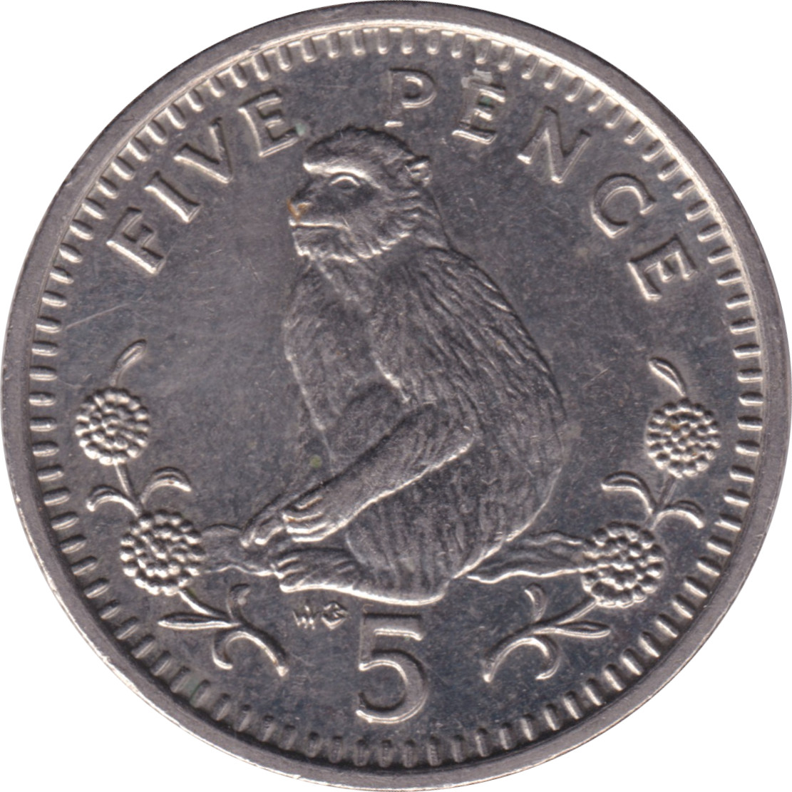 5 pence - Elizabeth II - Tête mature - Type lourd