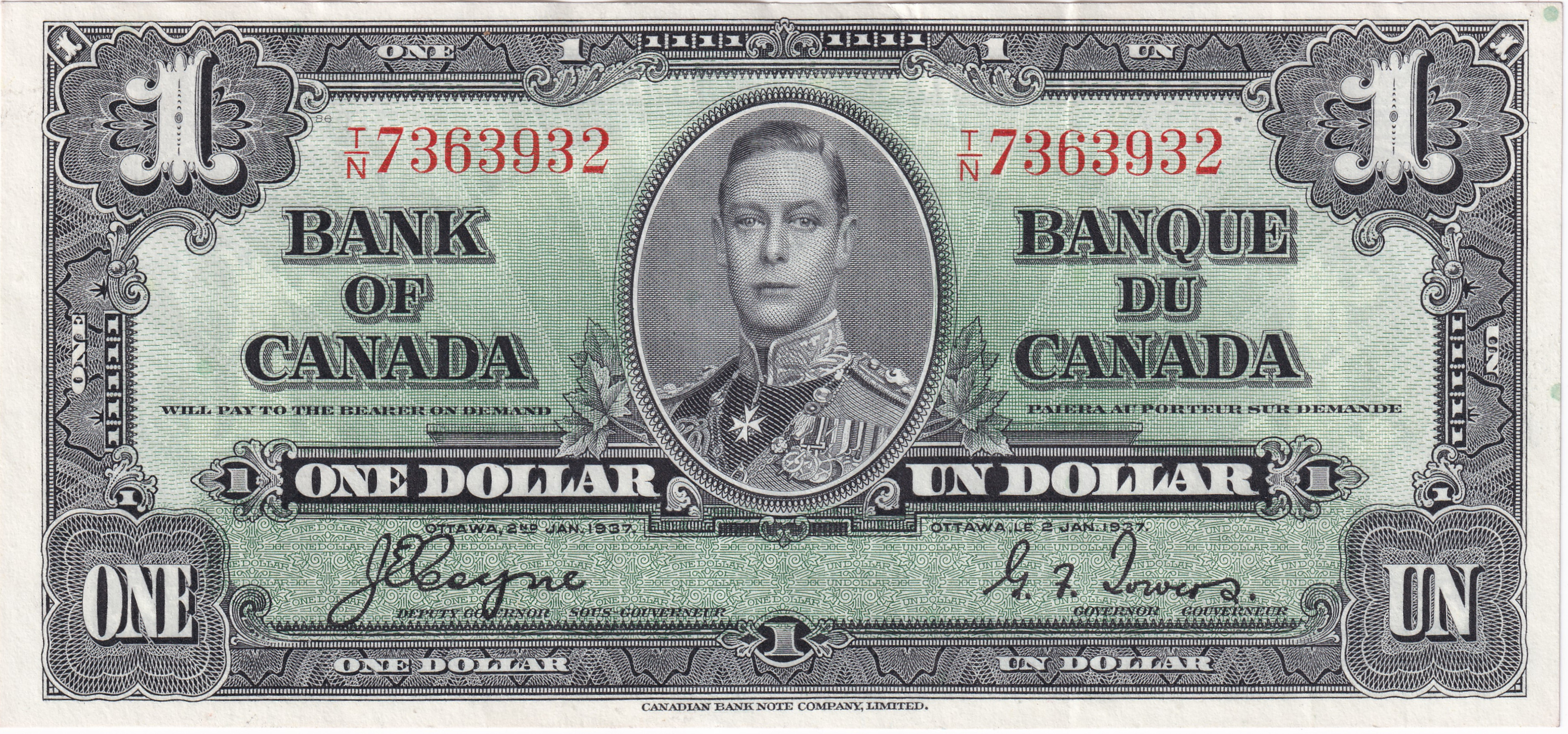 1 dollar - Série 1937 - Georges VI