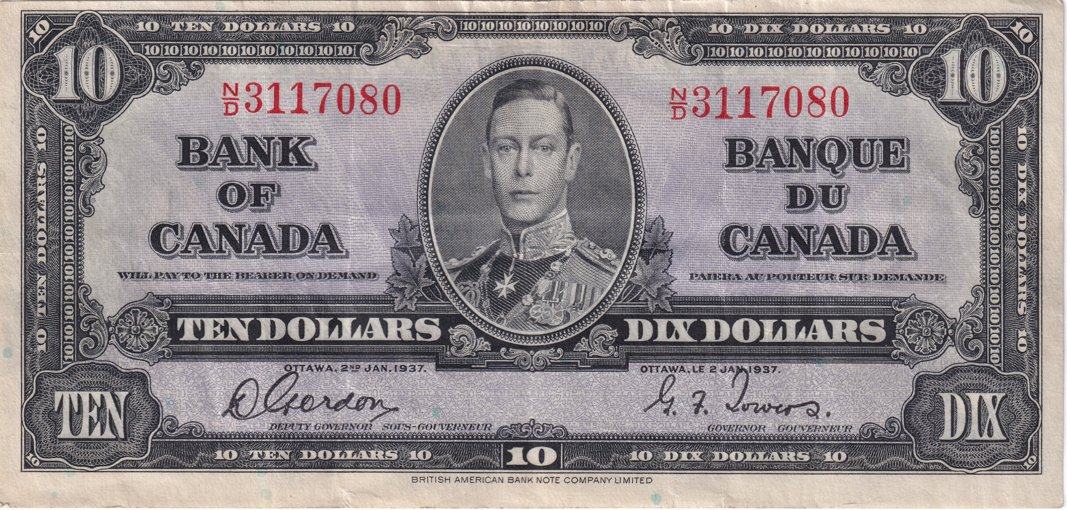 10 dollars - Série 1937 - George VI