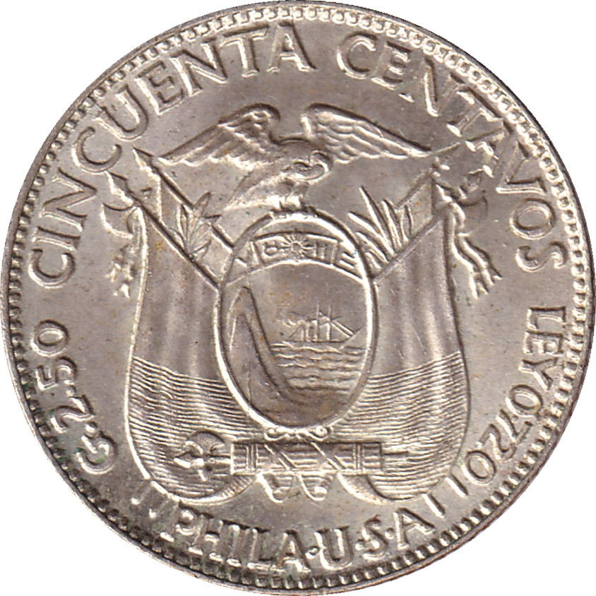 50 centavos silver - Antonio José de Sucre