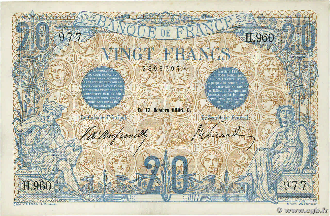 20 francs - Bleu