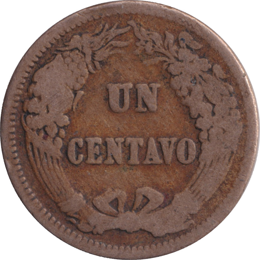 1 centavo - Soleil - Légende en bas - Type 1 - Cupronickel