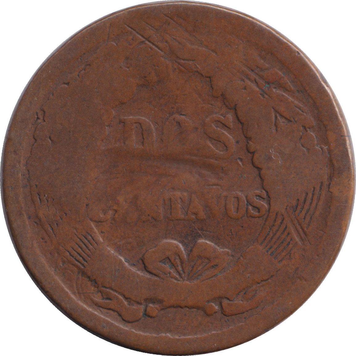 2 centavos - Soleil - Légende en bas - Type 1 - Cupronickel