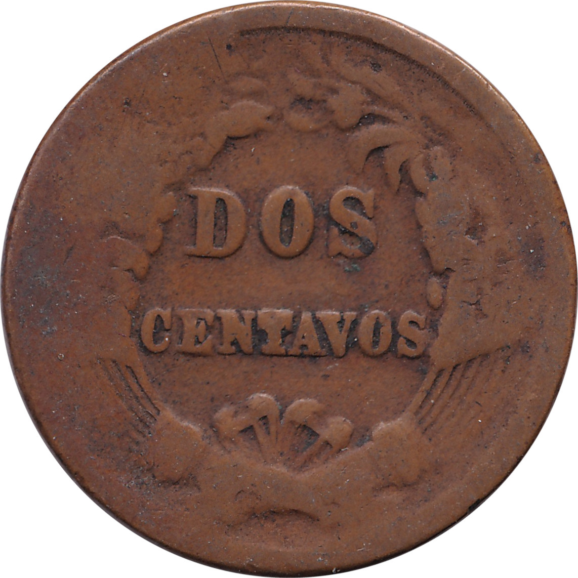 2 centavos - Soleil - Légende en bas - Type 1 - Bronze