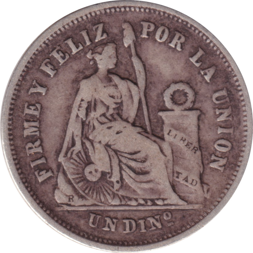 1 dinero silver - Liberté assise - Petite couronne