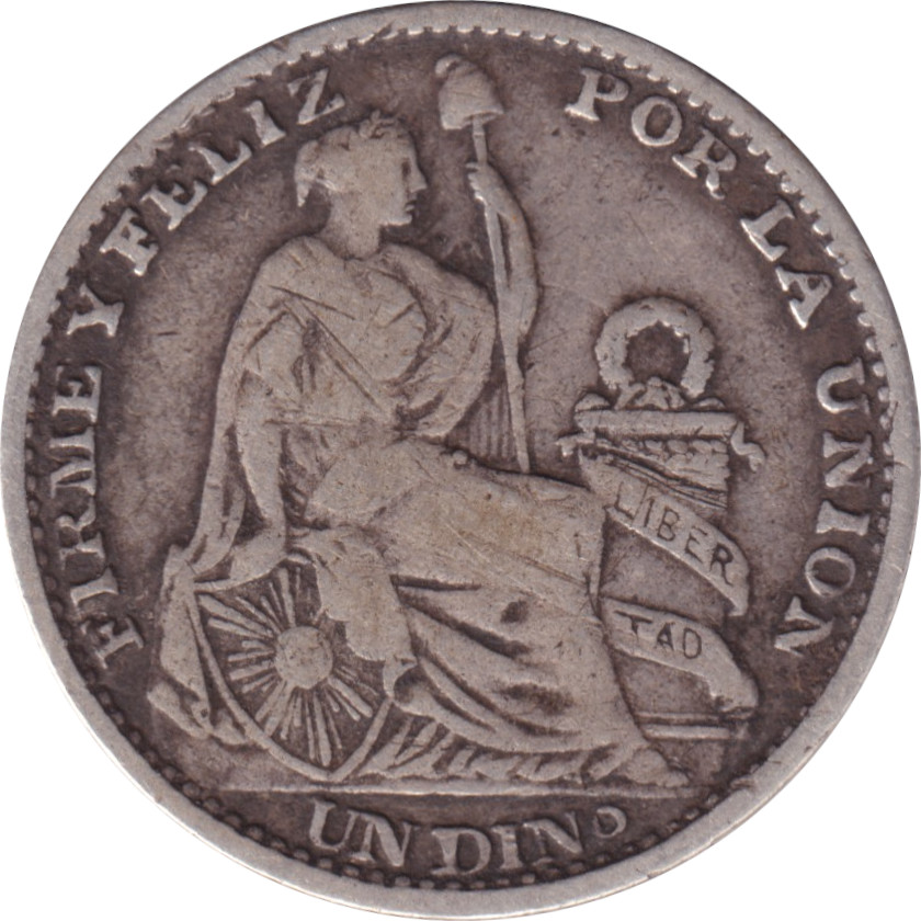 1 dinero silver - Liberté assise - Couronne large