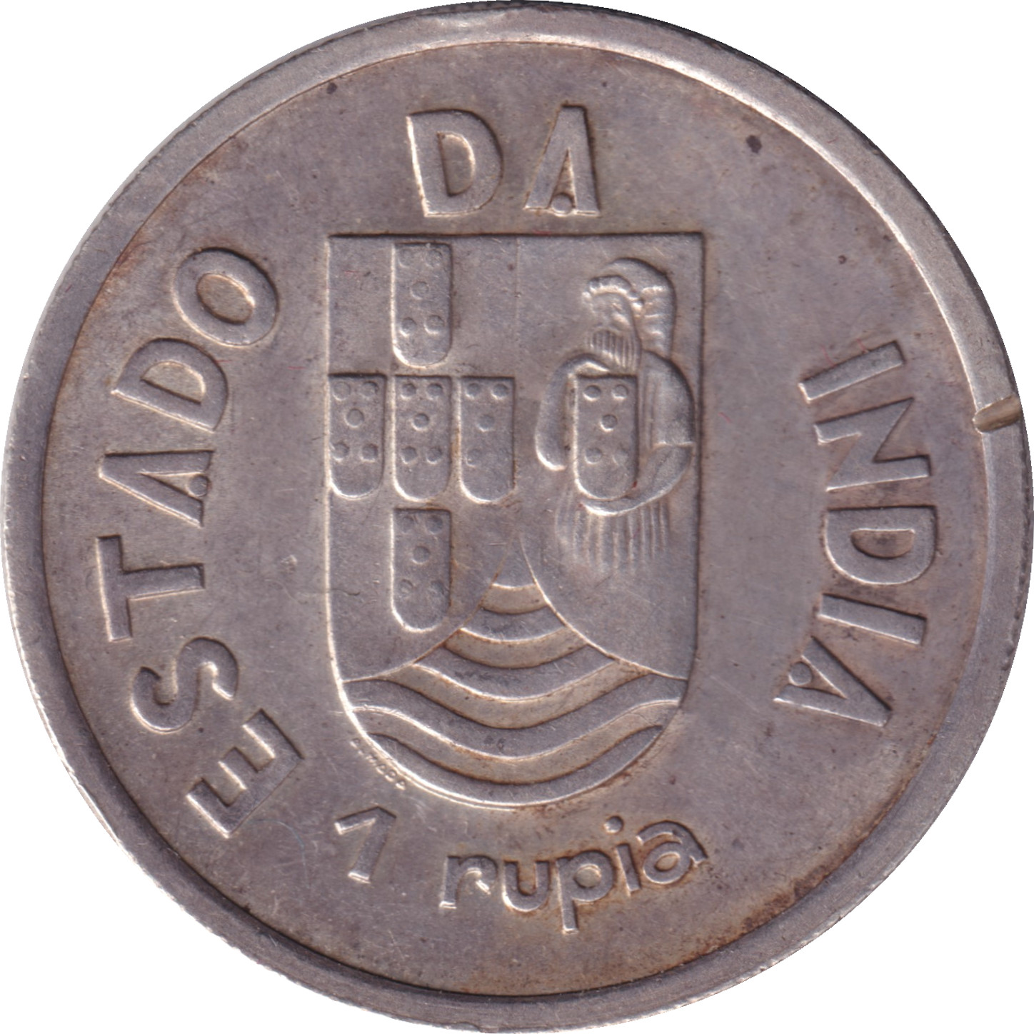 1 rupia silver - Estado Da India - Blason long