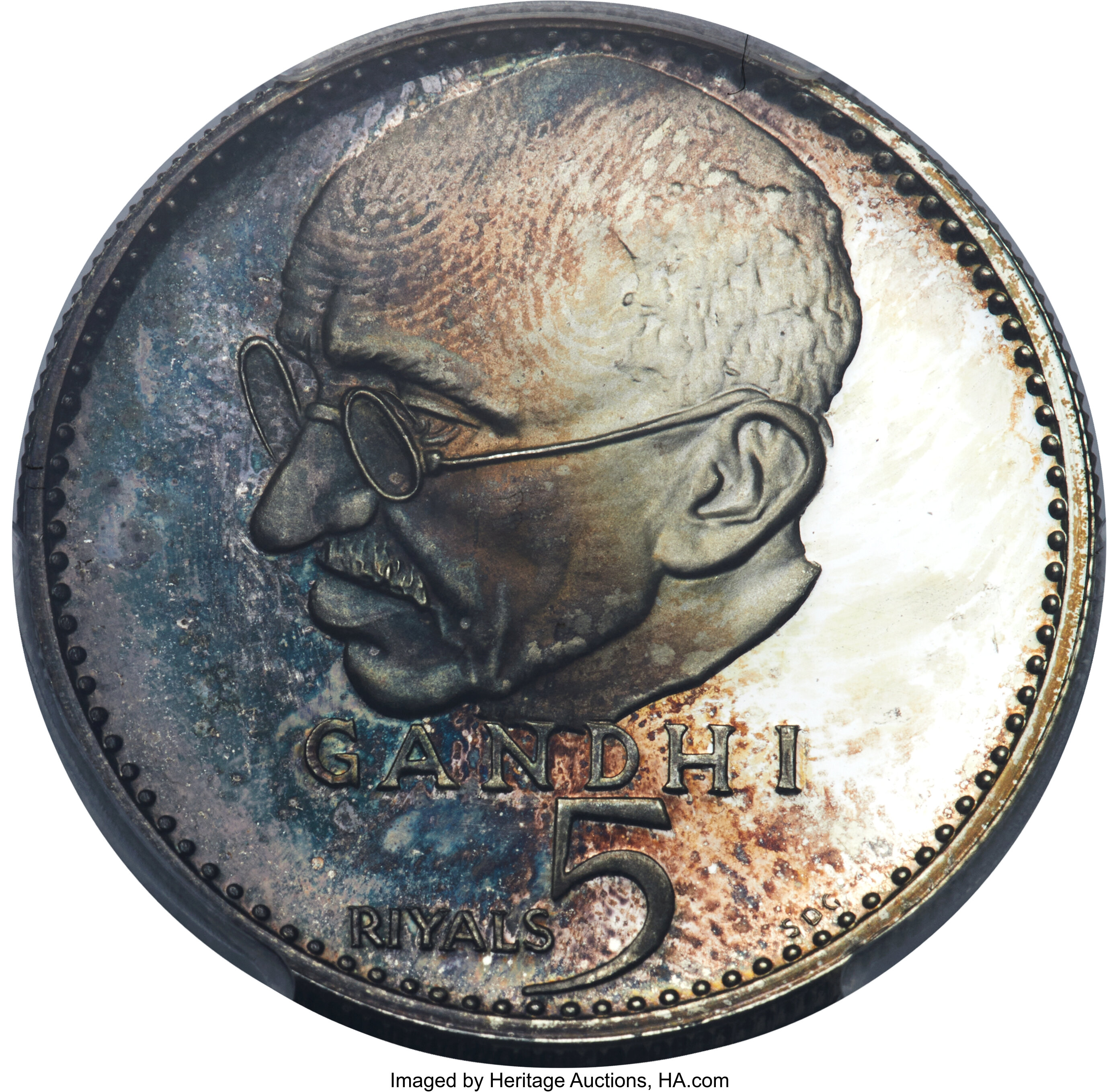 5 riyals silver - Gandhi