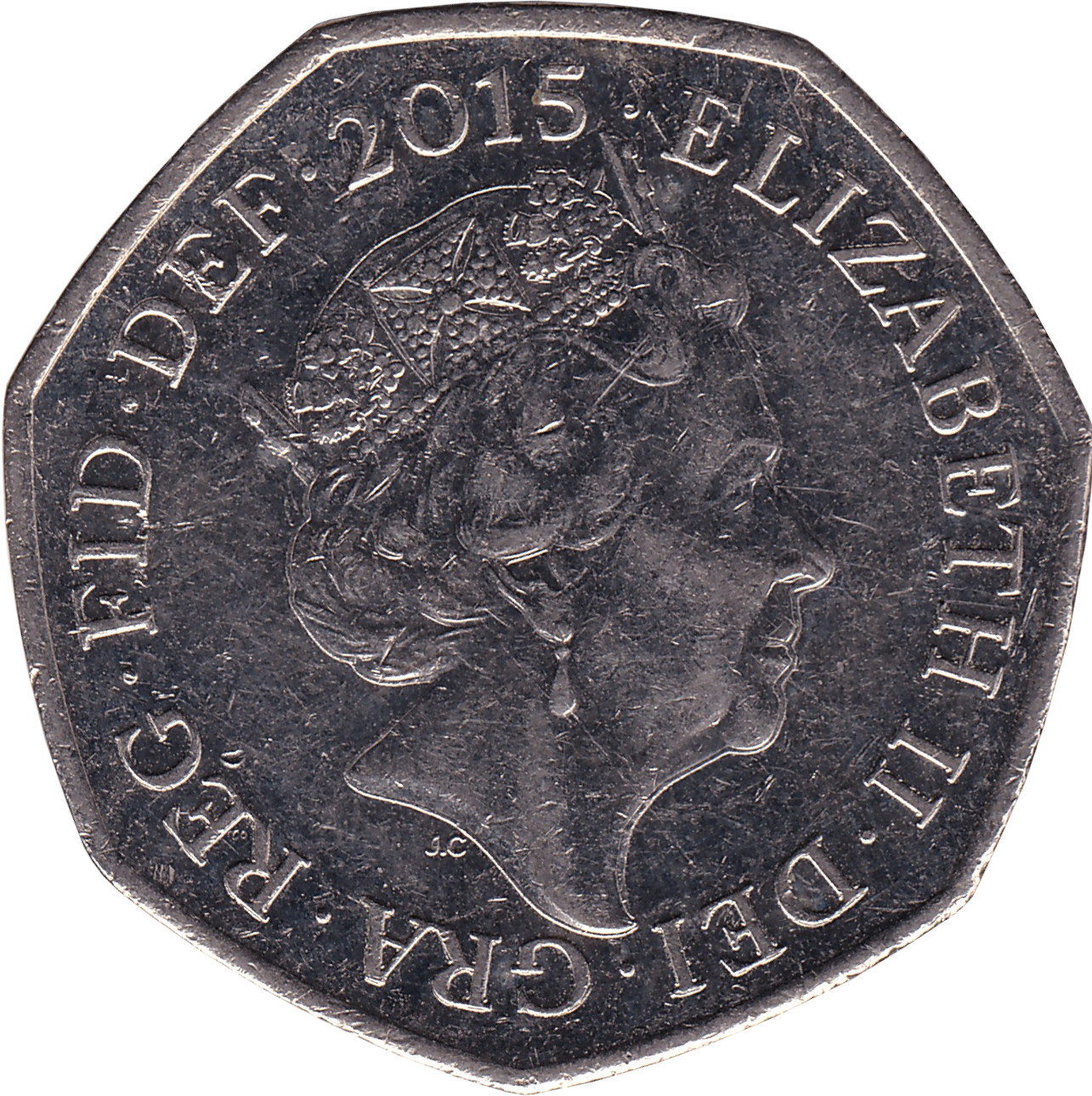 50 pence - Elizabeth II - Tête historique