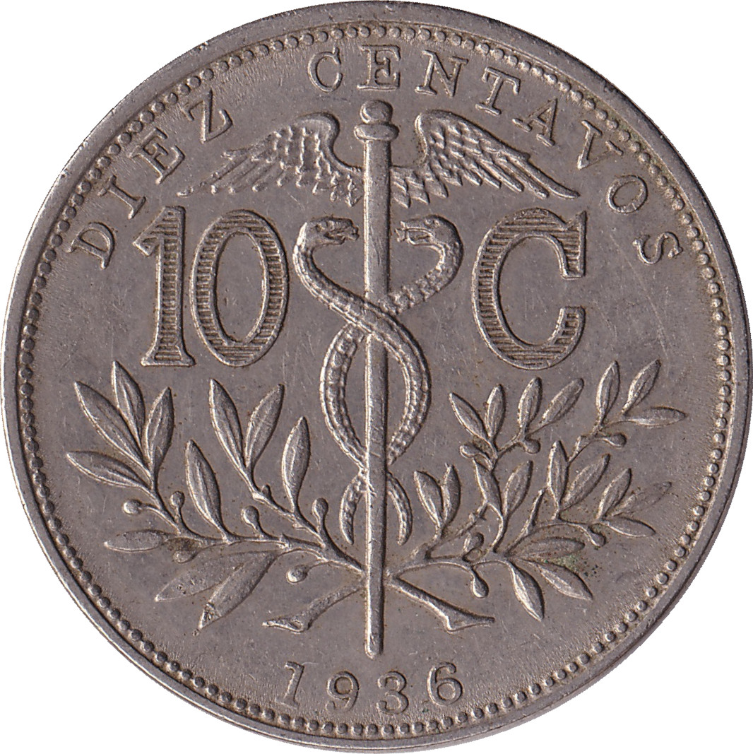 10 centavos - Caducée - Type 2