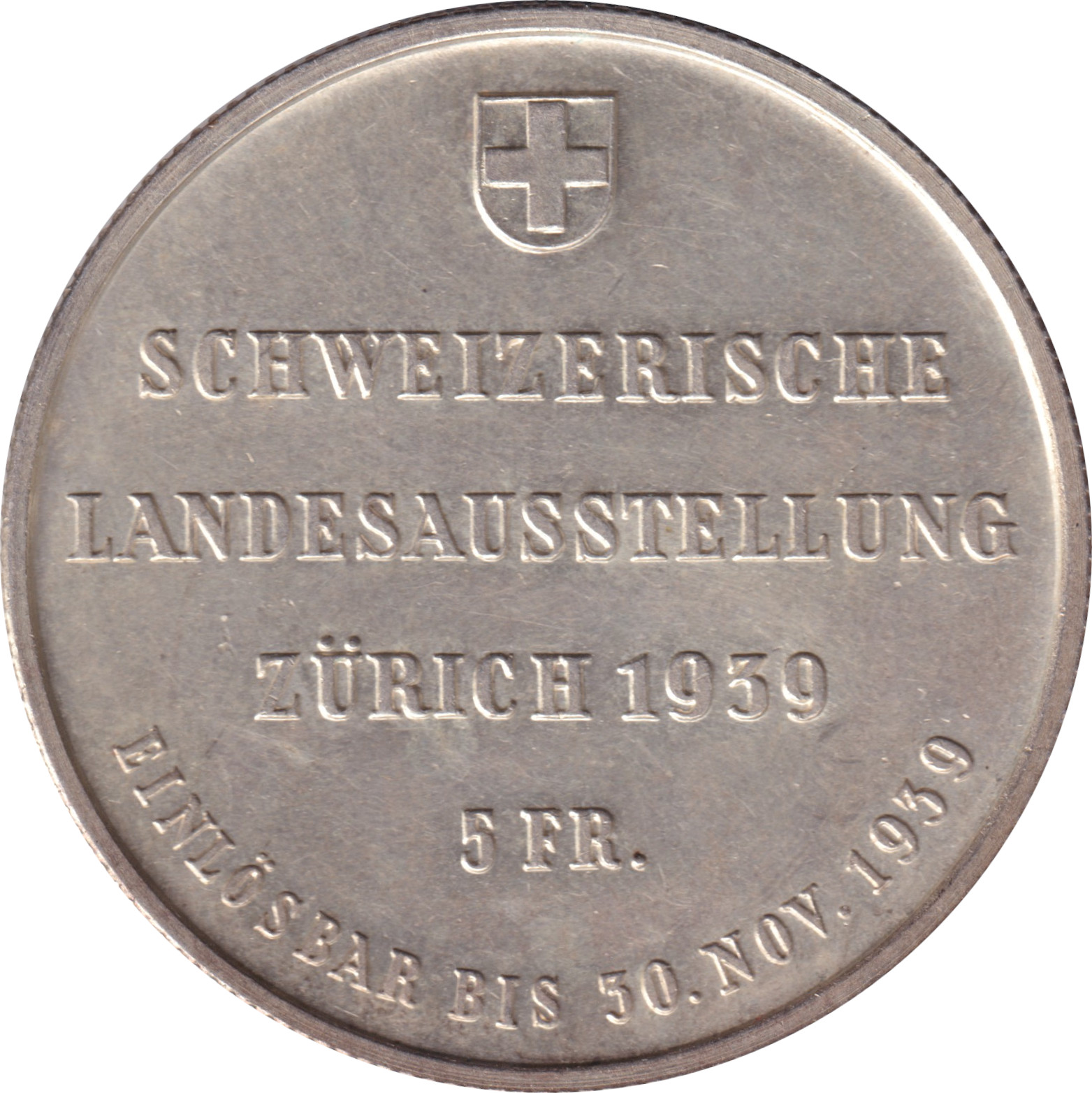 5 francs silver - Exposition de Zurich