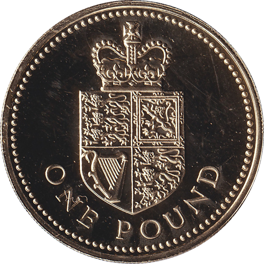 1 pound - Elizabeth II - Tête mature - Blason