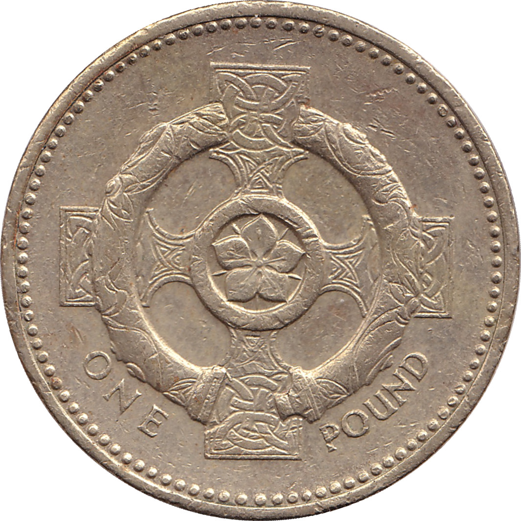 1 pound - Elizabeth II - Tête agée - Croix d'Irlande du Nord