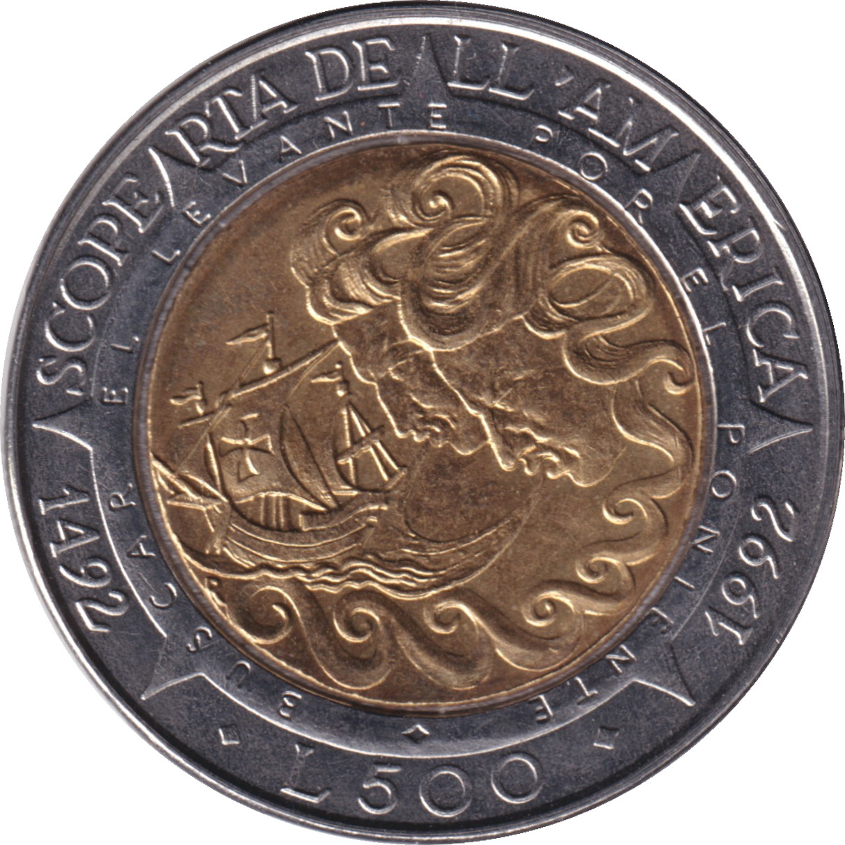 500 lire - Découverte des Amériques - 500 ans